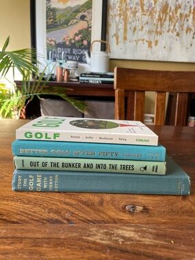 4 Vintage Golf Instruction Books Green Covers Cute Book Stack Interior Decor 60s